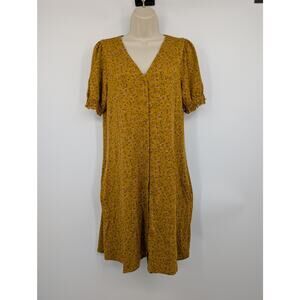 Garnet Hill Solarium Floral Puff Sleeve Mustard Yellow Button Up Cottage Core